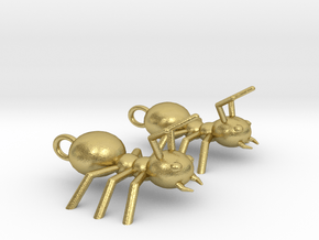 Ant earrings in Natural Brass