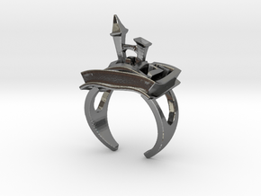 A Maze Ring Tower in Polished Silver
