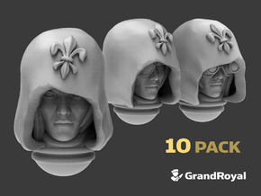 10x Fleur-De-Lis :C1 Hooded Female heads (variety) in Tan Fine Detail Plastic