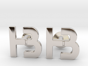 Custom Monogram Logo Cufflinks - HB in Rhodium Plated Brass