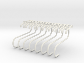 Utensil hooks and showershelf stabilizers in White Natural Versatile Plastic