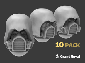 10x Vent-Masked : Hooded Marine Heads in Tan Fine Detail Plastic