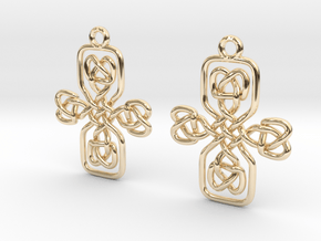 Celtic cross earrings in 14k Gold Plated Brass