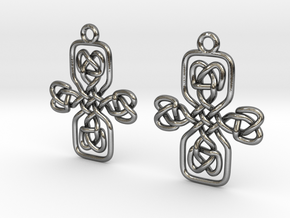 Celtic cross earrings in Polished Silver