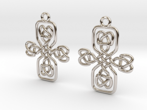 Celtic cross earrings in Rhodium Plated Brass
