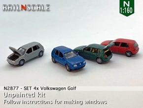 SET 4x Volkswagen Golf (N 1:160) in Smooth Fine Detail Plastic