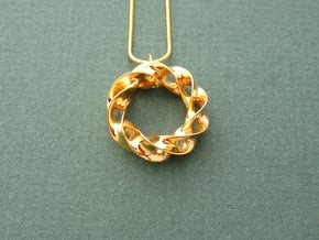 Wreath - Pendant in Cast Metals in 18k Gold Plated Brass