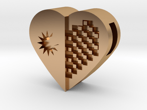 cyber heart stud in Polished Bronze: Small
