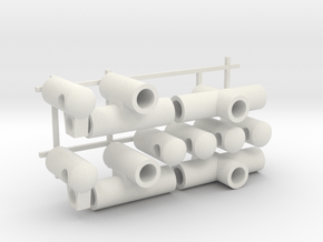 Flat Kite connector kit for 8mm dowels on sprues in White Natural Versatile Plastic