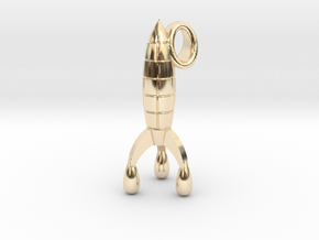 Rocket to moon [pendant] in 14k Gold Plated Brass
