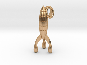 Rocket to moon [pendant] in Polished Bronze