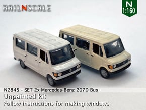 SET 2x Mercedes-Benz 207D Bus (N 1:160) in Tan Fine Detail Plastic