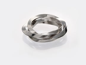 Ring Mobius trinity in Polished Silver (Interlocking Parts)