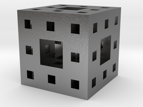 Menger Sponge Pendant in Natural Silver