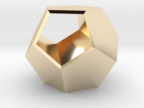 Hollow regular dodecahedron in 14k Gold Plated Brass