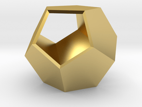 Hollow regular dodecahedron in Polished Brass