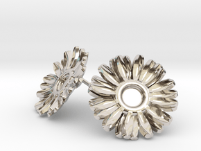 Sunflower Stud Earrings in Rhodium Plated Brass