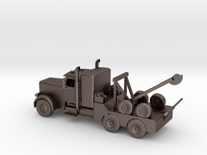 Truck Wrecker HO train model in Polished Bronzed-Silver Steel