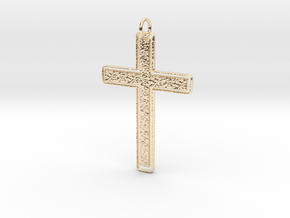 Stones Outlíne Cross Pendant in 14K Yellow Gold: Large