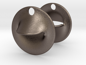 Obsure Circular Earrings in Polished Bronzed-Silver Steel