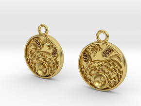 Animal Cell Earrings - Science Jewelry in Polished Brass