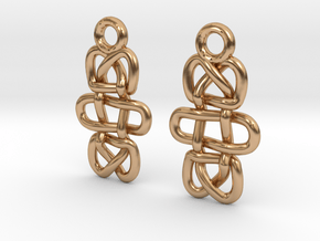Dual knot [earrings] in Polished Bronze