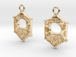 Plant Cell Earrings - Science Jewelry in 14K Yellow Gold