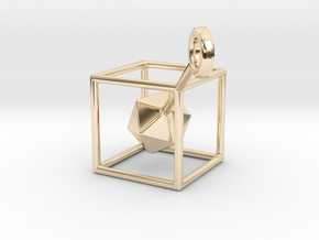 Earrings: Icosahedron in a cube in 14K Yellow Gold