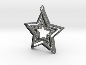 Rugged Stárs Outine Pendant in Fine Detail Polished Silver: Small
