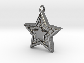 Rugged Stárs Pendant in Fine Detail Polished Silver: Small