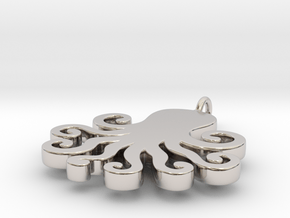 Octopus pendant/keychain in Rhodium Plated Brass