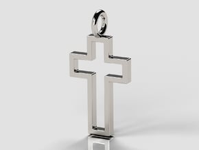 Open Cross Pendant in Polished Silver