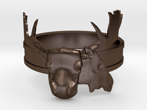 Moose Ring in Polished Bronze Steel