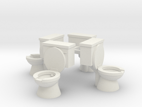 HO/OO Standard Toilet set of 4 in White Natural Versatile Plastic