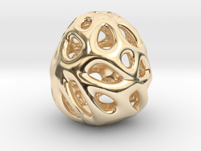 Cellular Egg Hand Object in 14k Gold Plated Brass