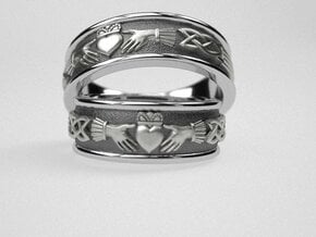Claddagh band wedding ring in Natural Silver: Small