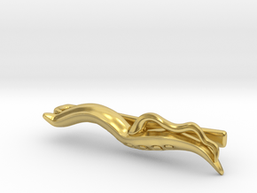 C. elegans Nematode Worm Tie Bar in Polished Brass