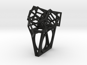 Zicube Ring- Square Base  in Black Natural Versatile Plastic: 5 / 49