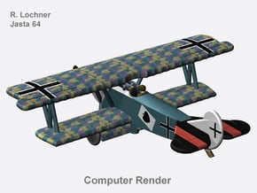Rudolf Lochner Fokker D.VII (full color) in Natural Full Color Nylon 12 (MJF): 1:144