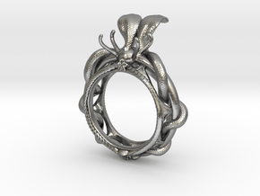 Cobra medical ring size 7.5 (4 prong clasp) in Natural Silver: 7.5 / 55.5