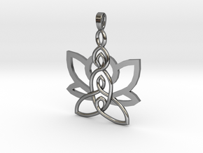 Mother and Children Knot with Lotus in Polished Silver