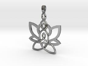 Mother and Children Knot with Lotus in Polished Silver