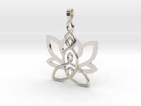 Mother and Children Knot with Lotus in Rhodium Plated Brass