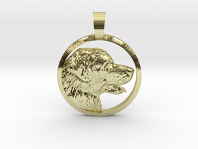 Leonberger Head Profile Pendant in 18k Gold Plated Brass