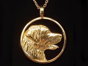 Leonberger Head Pendant - side profile in 14K Yellow Gold