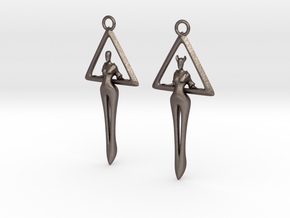 EVIL SAINT EARRINGS in Polished Bronzed-Silver Steel