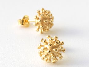 Coronavirus Stud Earrings - Science Jewelry in 14k Gold Plated Brass