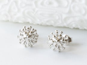 Coronavirus Stud Earrings - Science Jewelry in Polished Silver
