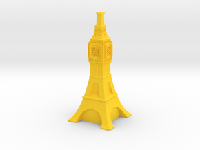 Eiffel Tower + Big Ben + London Monument Mashup  in Yellow Processed Versatile Plastic