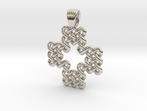 Swiss knotted cross [pendant] in Rhodium Plated Brass